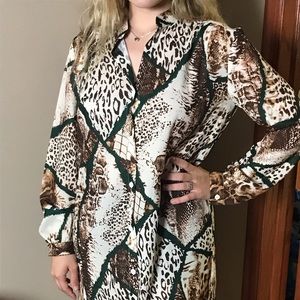 Animal print shirt dress